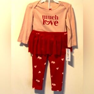 CARTER’S NWT 2 PIECES/ BODY SUIT WITH SNAPS AND LEGGINGS WITH RUFFLE SIZE 18 M